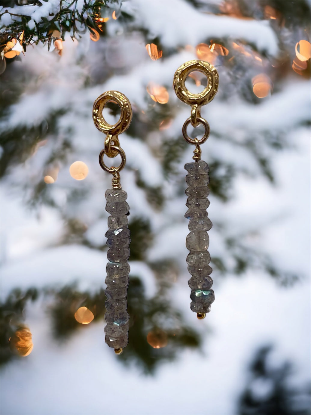Cairn Earrings with Faceted Labradorites