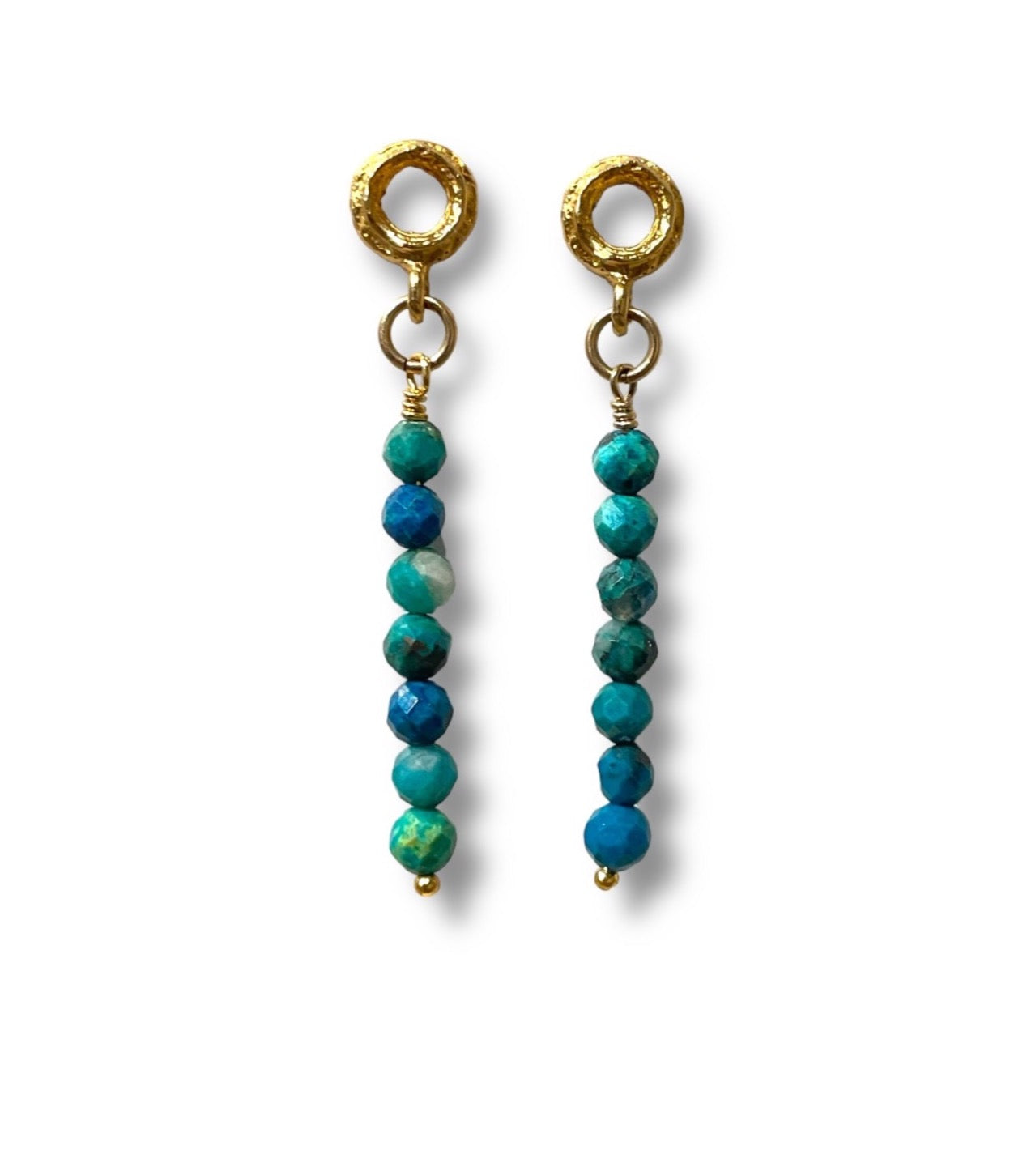 Cairn Earring with Chrysocolla Azurite