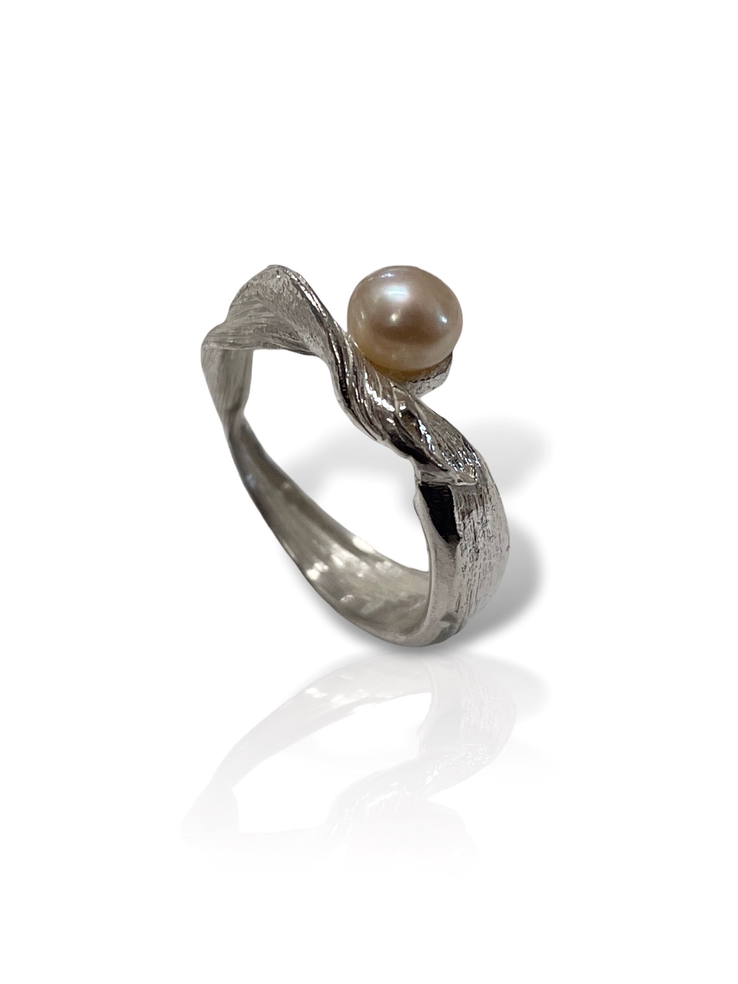 Pearl and Sterling Wave Ring