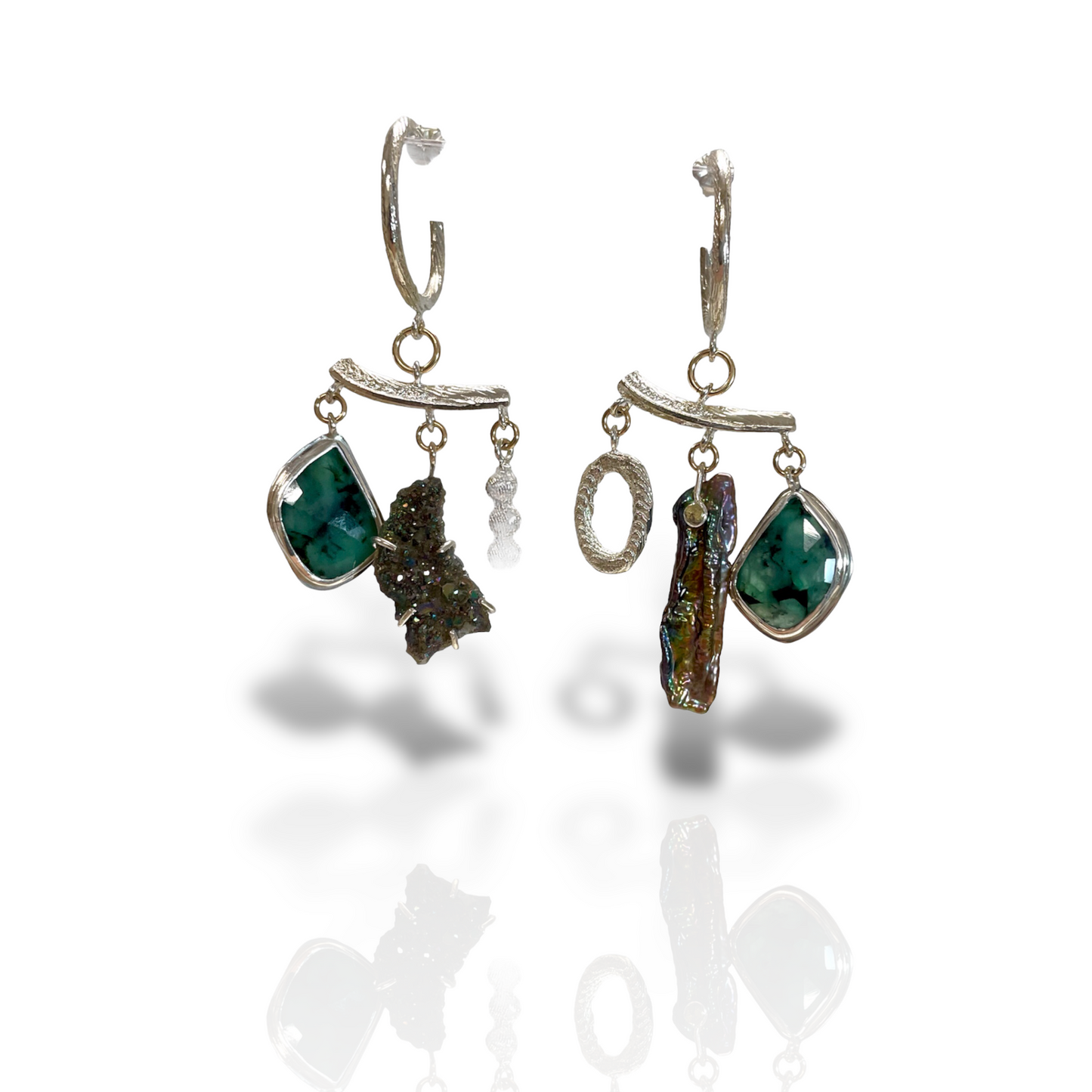 Emerald Chandelier Hoop Earrings